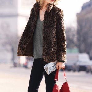 Velvet for Garnet Hill Leopard Faux Fur Coat